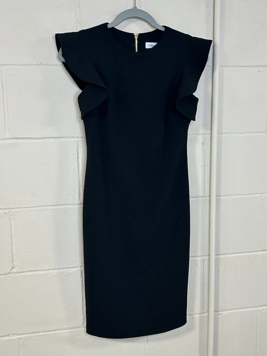 Calvin Klein Dresses & Skirts - Calvin Klein Dress Womens Size 2 Flutter Sleeve Classic Black Sheath Cocktail